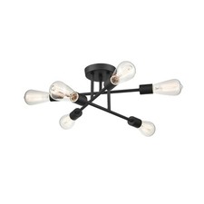 6-Light Kitchen Island Pendant Metal Steel Dimmable Hardwired UL Listed