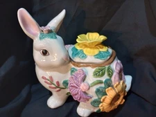Fitz & Floyd Fauna & Flora Bunny Rabbit Cookie Jar No Box