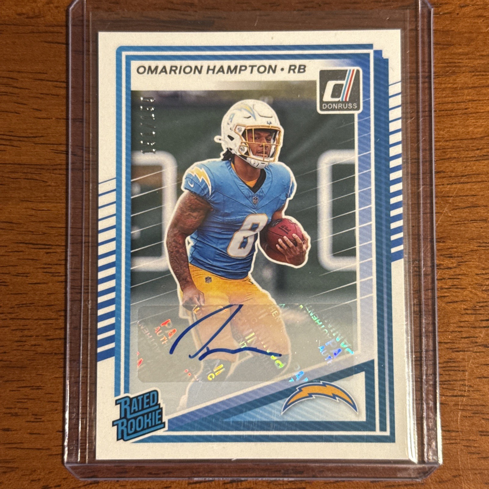2025 Panini Donruss Omarion Hampton Rated Rookie Auto /199 #303