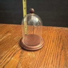 Pocket Watch 5” Display Glass Dome Holding Hanging Stand Hook Wood Base