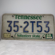 VTG 1988 Tennessee License Plate Volunteer State TN Tag 35-2T53 Dec Sticker