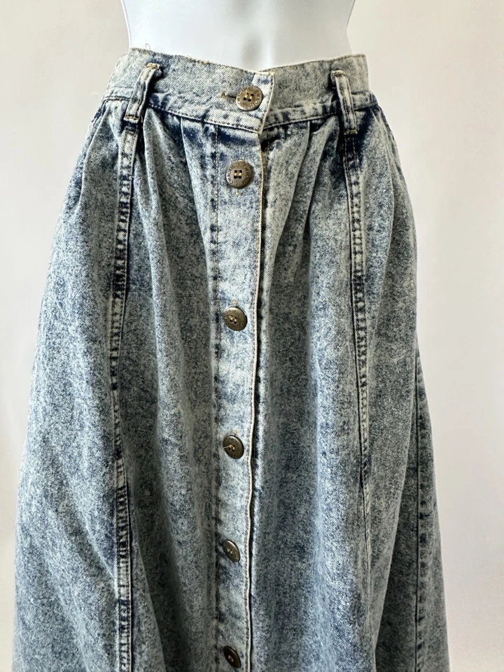 INCREÍBLE Falda Vaquera Cherokee Lavada Ácida Años 80 Vintage Talla 14 (b37) Foto 4 de 4