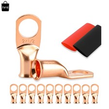 10PCS Battery Cable Ends, 2 Gauge Wire Connectors 1/2 2AWG 1/2" M12 , Copper