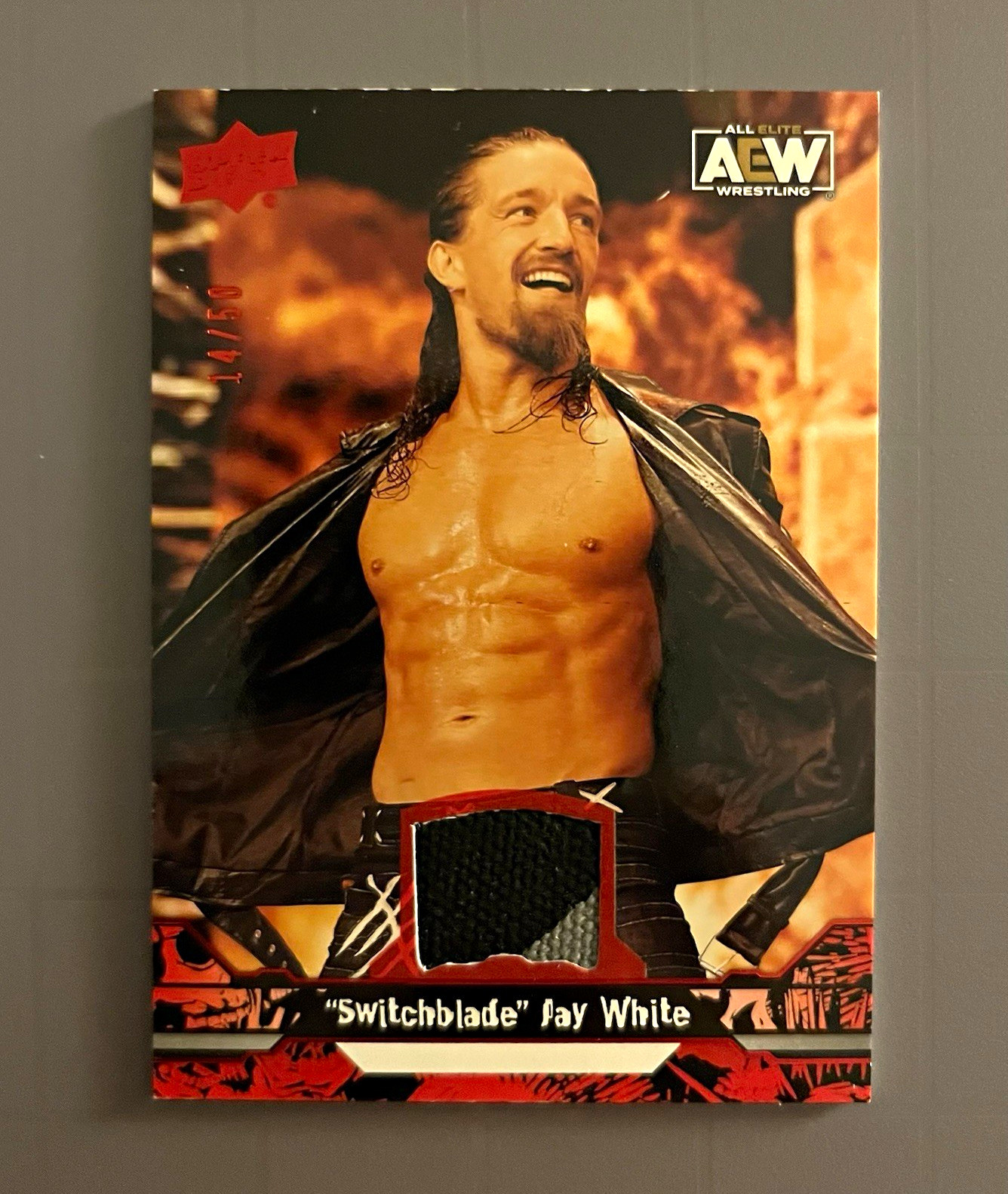Upper Deck 2023 AEW Jay White "Switchblade" Red Mat Memorabilia #64 /50