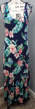 Tommy Bahama Long Maxi Dress Womens Medium Multi Floral Stretch Drawstring Strap