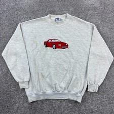 Vintage Chevy Camero Sweatshirt Mens XL Gray Heavy Red Car Embroidered Crewneck