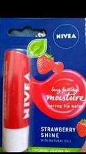 Nivea Lip Care Strawberry Shine, Caring Lip Balm, Long Lasting Moisture + Jojoba