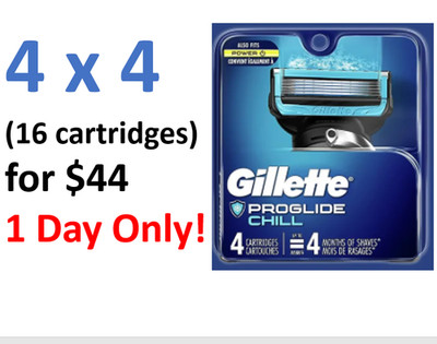 Gillette Fusion 5 ProGlide CHILL Refill Cartridges 16 count (4-4 Packs) New