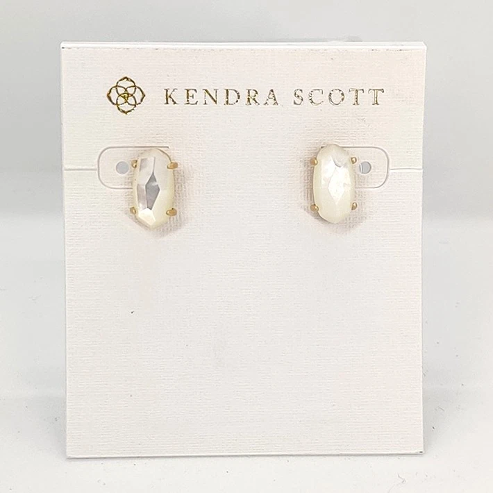 Nuevos Pendientes Kendra Scott Betty Tachuelas Oro Rosa Mate Concha Marfil Foto 3 de 3