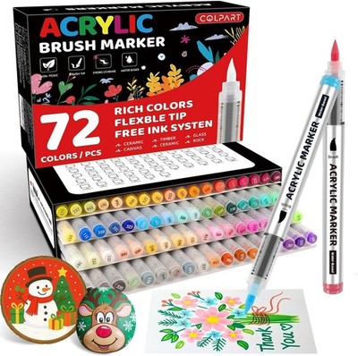 72 Colors Acrylic Paint Markers, Soft Brush Tip Paint Pens and Paint Markers
