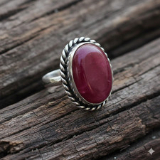 Minimalist Ruby Eternity Band  Solid 925 Silver Ring  Rich Red Gemstone Band