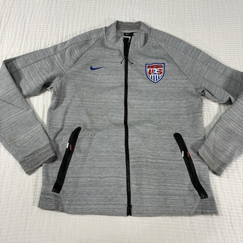 Nike USMNT USA Soccer Team Tech Fleece N98 Track Jacket Mens Medium Gray FLAW*