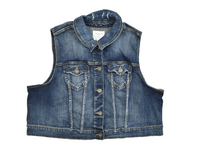 Torrid Denim First At Fit Crop Vest Women's Size 3 Blue Wash Stretch Cotton