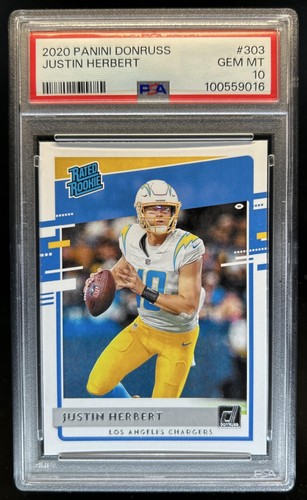 2020 Panini Donruss Justin Herbert Rookie RC #303 Chargers PSA 10 GEM MINT