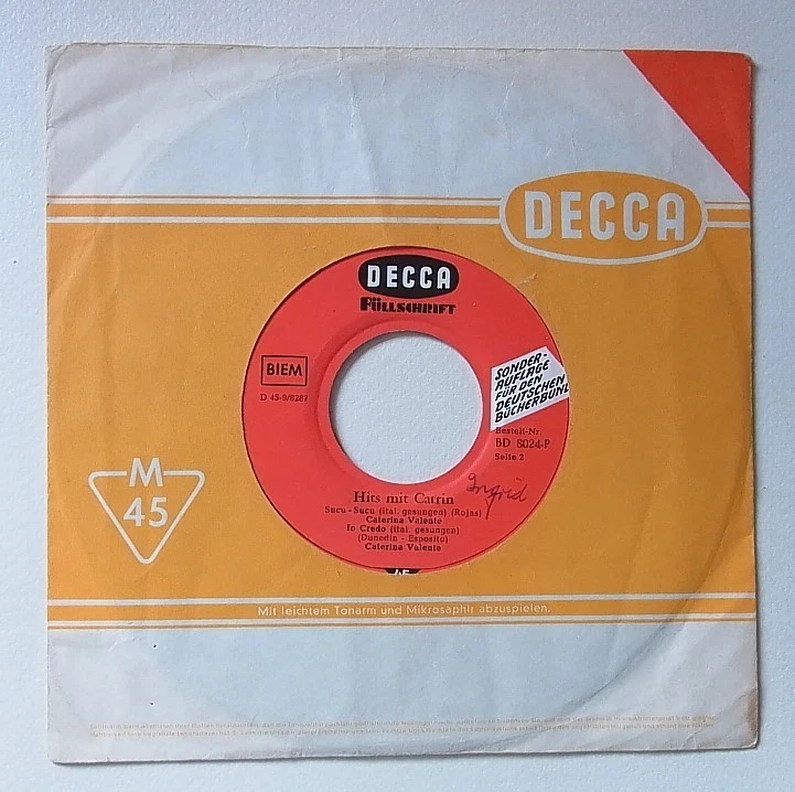 7" Vinyl EP : CATERINA VALENTE  - Hits mit Catrin: 'Sucu Sucu'+'Pepe' +2 - 1961 - Bild 1 von 1