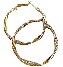 1 pair large hollow circular earrings, retro chic hoops for casual or party wear