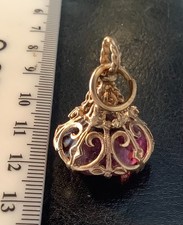 Vintage 9ct Yellow  Gold Filigree Faceted Amethyst Drop Fob  Pendant