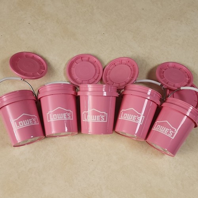 #ad Lowe#x27;s Mini Bucket Pink w Lid RARE Lot of 5 SET SHIPS TODAY $18.99