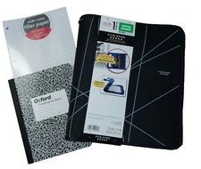Five Star 1  1/2 Zipper Binder 300 Sheet Black  w/comp book & filler paper