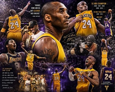 8x10 Kobe Bryant Tribute Print Los Angeles Lakers Legend Mamba Mentality  #24