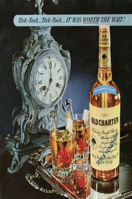 Vintage Old Charter Whiskey Ad Poster - 1960s USA   24x36  - Mid-century