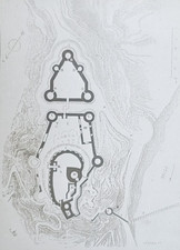 Plan, Gaillard Fortified Castle, Les Andelyns Environs Magic Lantern Glass Slide