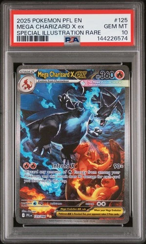 2025 POKEMON PFL EN-PHANTASMAL FLAMES #125 MEGA CHARIZARD X EX PSA 10
