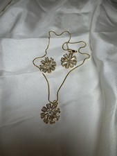 GenZ Gold Tone Chain Necklace With Earrings