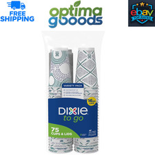 Dixie To Go 16 oz Paper Coffee Cups with Lids 75 Count Leak Resistant Travel Cup