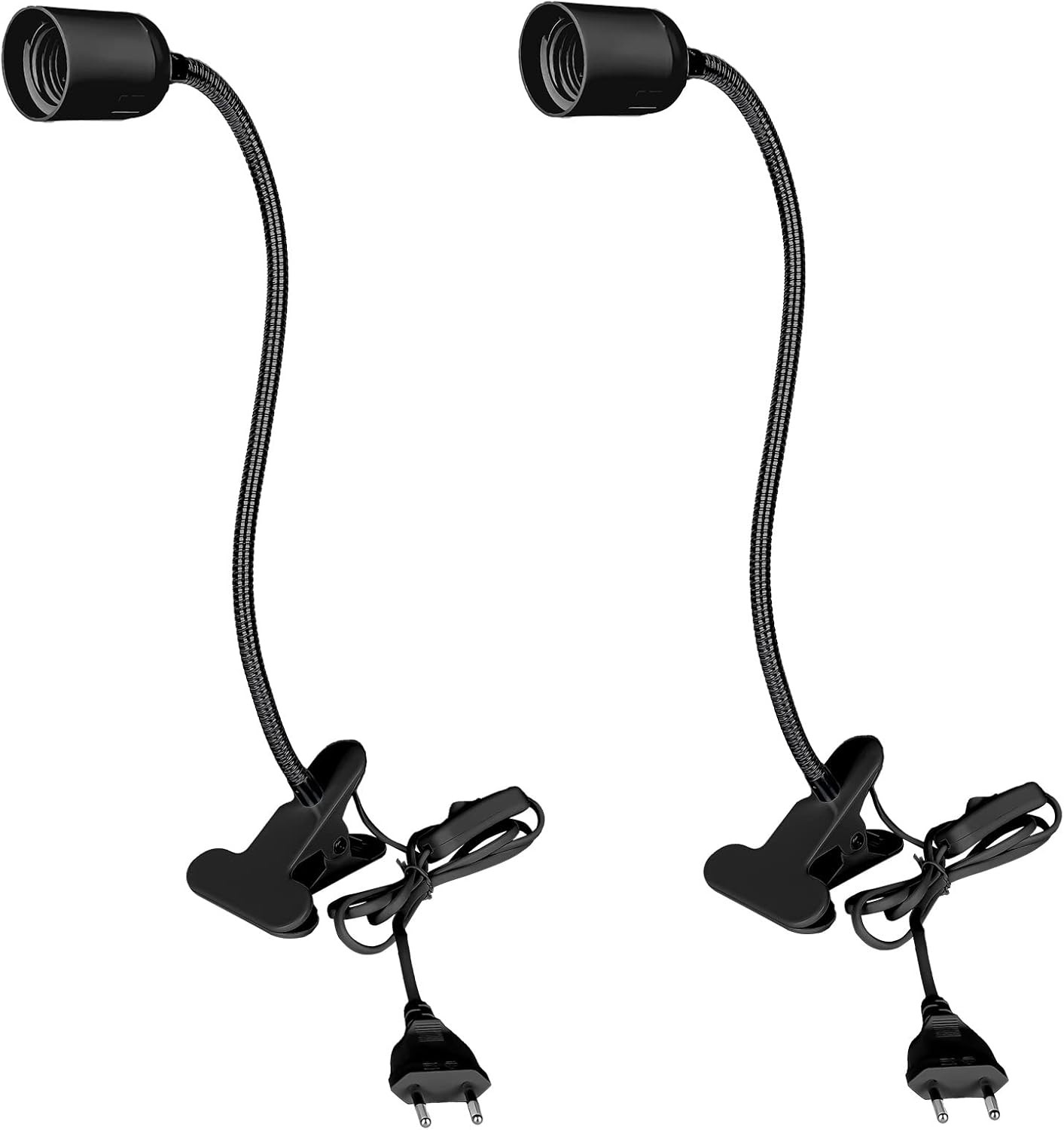 Portalampada E27 a Pinza 2 Pezzi - Supporto Flessibile per Officina
