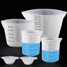 Silicone Measuring Cups, 500ml & 250ml Large Reusable Resin Measure Cup, 6 Pcs