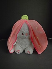 Bunny Stuffed Animal Strawberry Reversible Cuddle Bunny Plush Doll w/ Zipper 13"