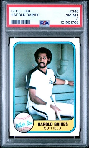 1981 FLEER #346 HAROLD BAINES ROOKIE RC PSA 8