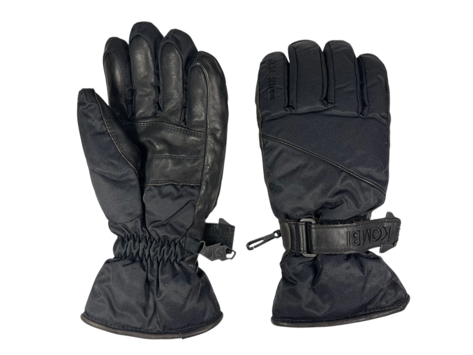 Vtg 90s KOMBI Black Warm GORE-TEX LEATHER WINTER GLOVES Ski Snowboard Hike Men S