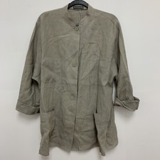 Kriziapoi Grey Linen Button Up Blazer Tunic Jacket Size 44