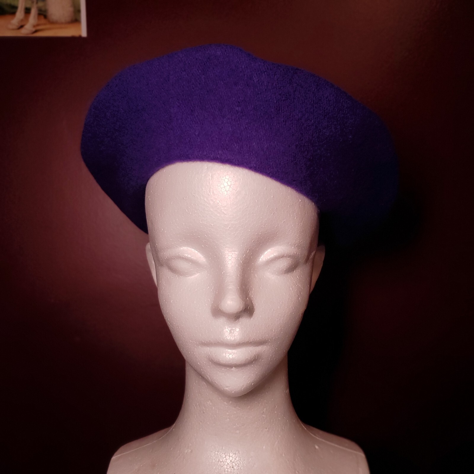 Vintage Beret Basque De Luxe 100 Wool Hat Purple Gem