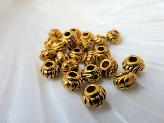 30 x Barrel Rondelle Spacer Beads Antique Gold 6mm, Beads Findings LF (MBX0086) - Image 3 of 3