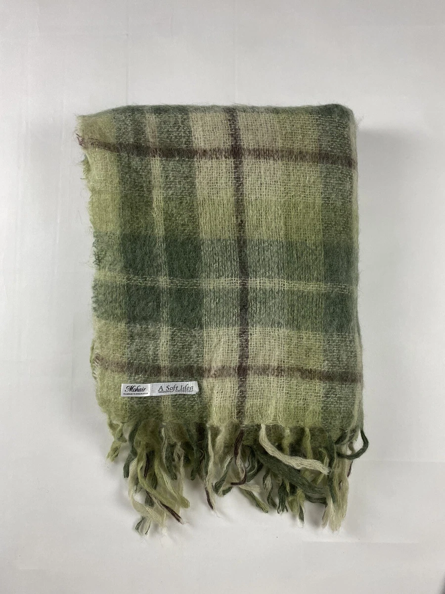 A Soft idea Plaid Mohair Throw Blanket for Bedding Size 52 W X 62 L
