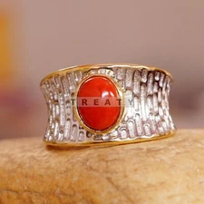 Croal Oval Cut With 925 Sterling Silver Gold Plated Ring For Men's #286