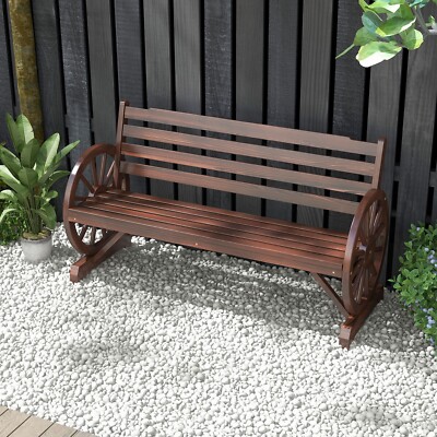 Wagon Wheel Bench Patio Loveseat Chair Outdoor Furniture Garden Yard Decorative