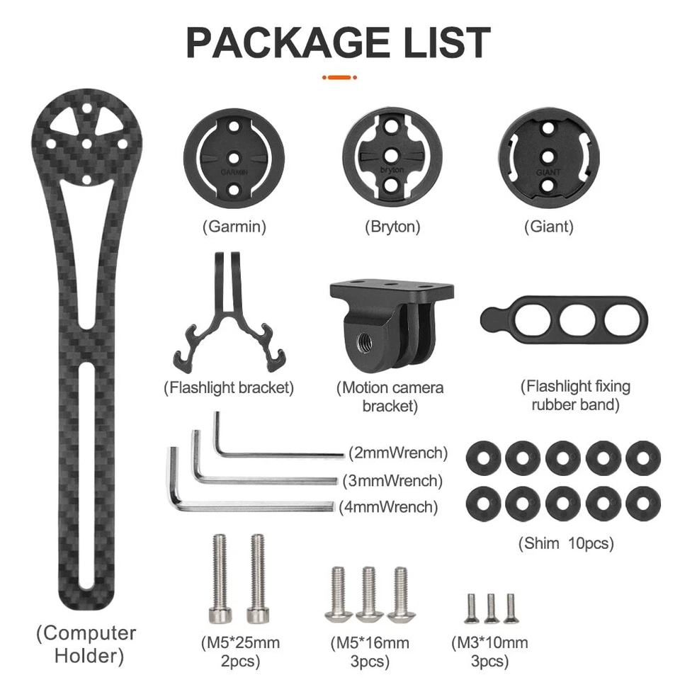 Bike Computer Holder Carbon Cycling Stopwatch Speedometer Mount Light Holder - Image 2 of 4