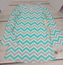 Tacera Bell Sleeve Dress Sz Medium Chevron Mint Green Gray Boho Spandex Stretch