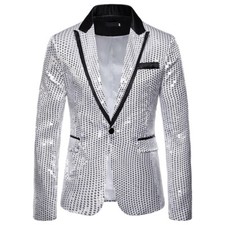 Women Business Sequin One-button Blazer Jackets Suits Slim Coat Formal Clubwear