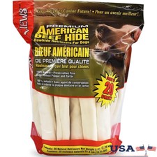 Durable 10-11" Rawhide Bones Large DogsDental Health Chews20 Pack USA Beefhide