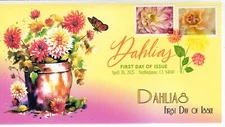 25-174, 2025, Dahlias, Digital Color Postmark, First Day Cover, Flowers, 2 Stamp