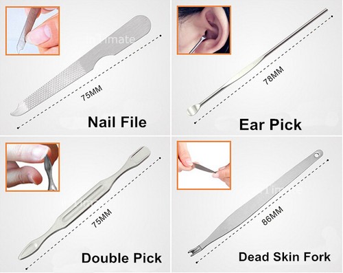 New Professional Set Nail Care Manicure Pedicure Cuticle Clippers Tool Kit 12pcs - Picture 8 of 12