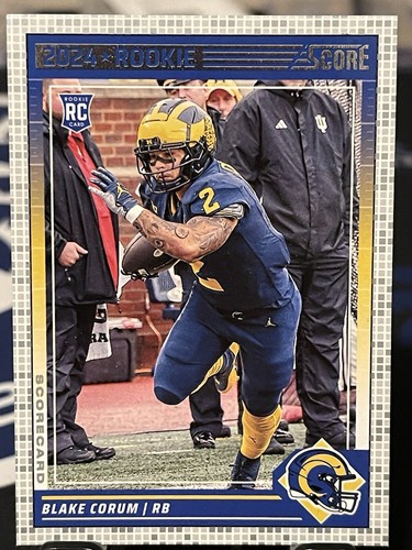 2024 Score Football BLAKE CORUM ROOKIE  Scorecard SP #389 RAMS