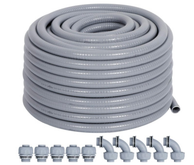 1/2'' 50ft Electrical Conduit Kit - Flexible Non-Metallic Liquid-Tight Conduit