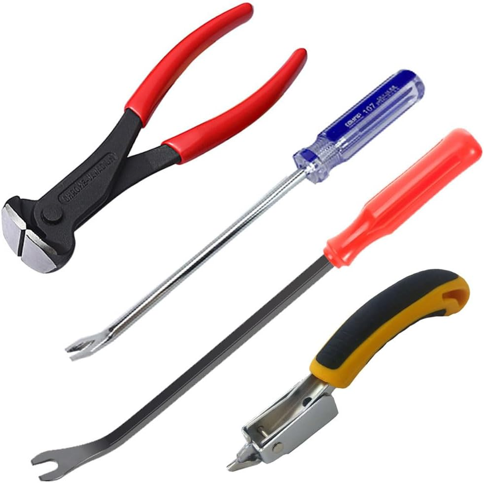 Upholstery and Construction Staple Remover Tools Set Including Cutting Plier, Ta