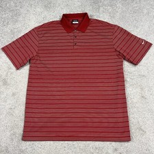 Nike Golf Polo Shirt Mens Size XL Red Striped Dri-Fit Short Sleeve Casual Active